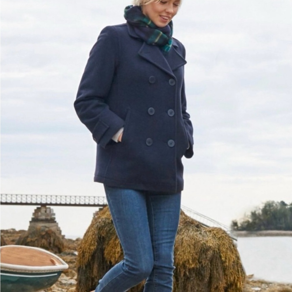 L.L. Bean Navy Blue Wool Peacoat